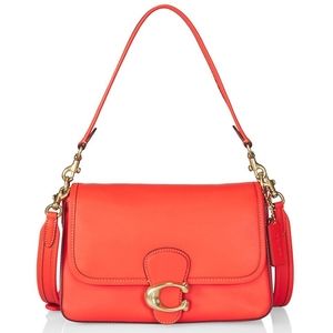 COACH Soft Tabby Calf Leather Shoulder Bag Red Orange